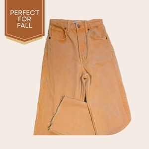 Zara Wide Leg Straight High Waist Jeans Rust Orange Size 2